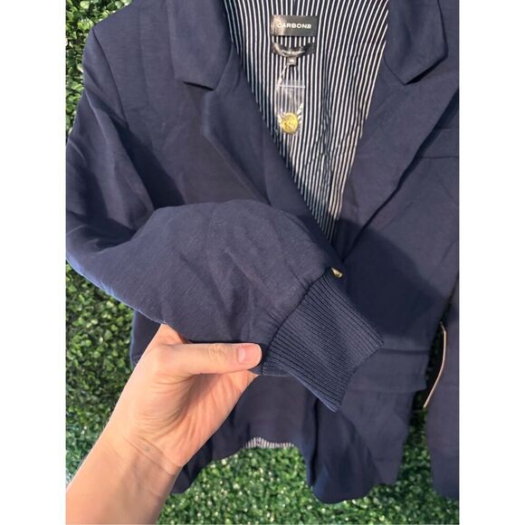 Carbon38 Oversized Scuba Blazer Dark Blue Sz XS NWT - Picture 4 of 6